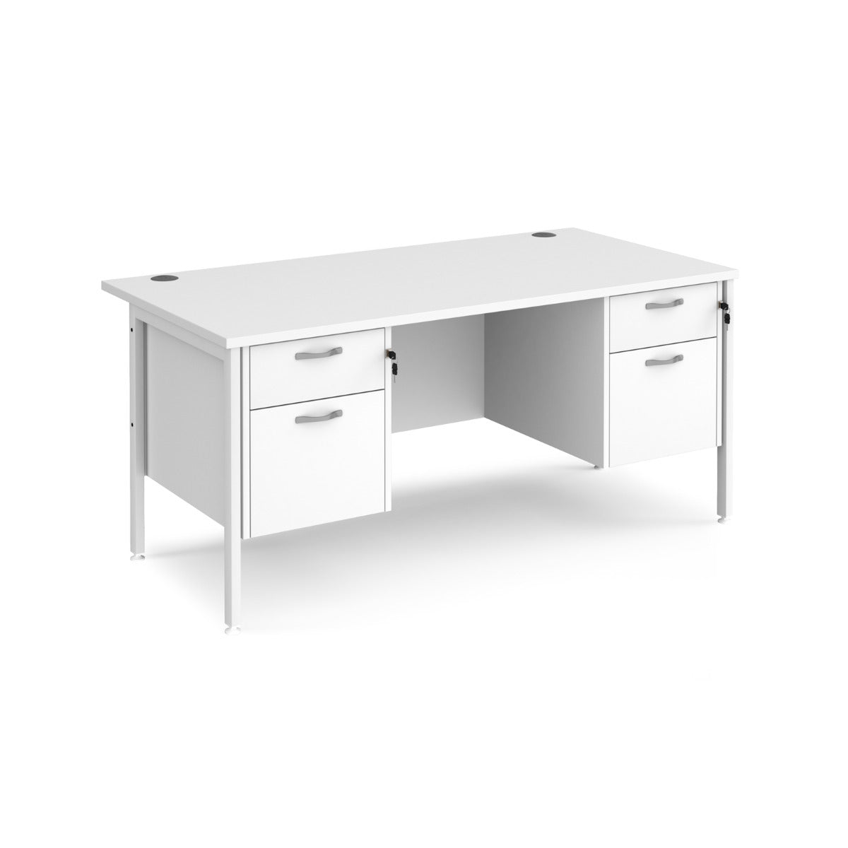 Maestro 800mm Deep Straight H Office Desk with Two and Two Drawer Pedestal